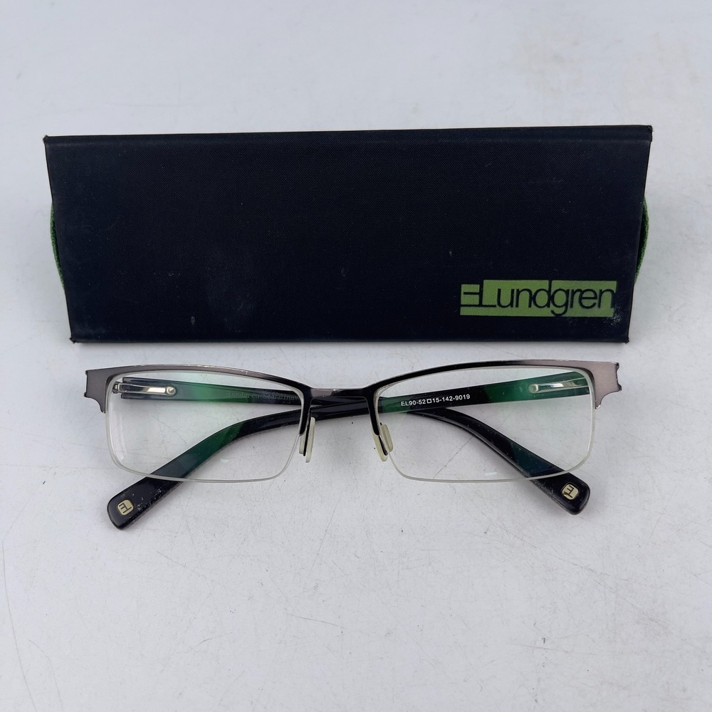 Lundgren Scandinavia EL90 Womens Eyeglasses Frames‎ Black 52-15-142mm with Case